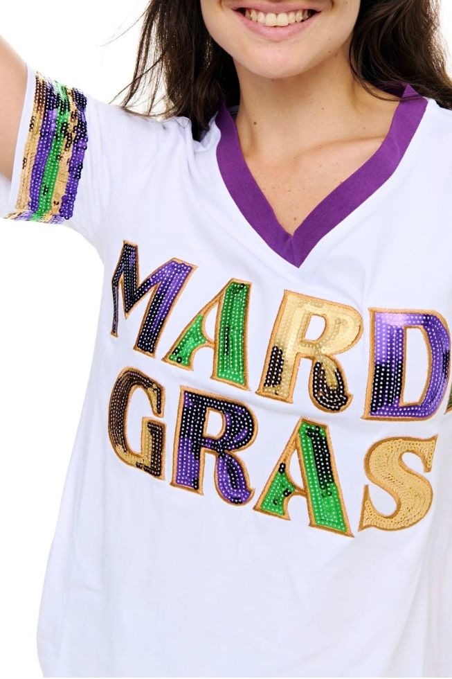 Mardi Gras Short Sleeve Top