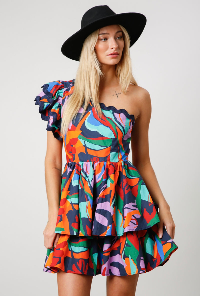 Addie Abstract One Shoulder Dress