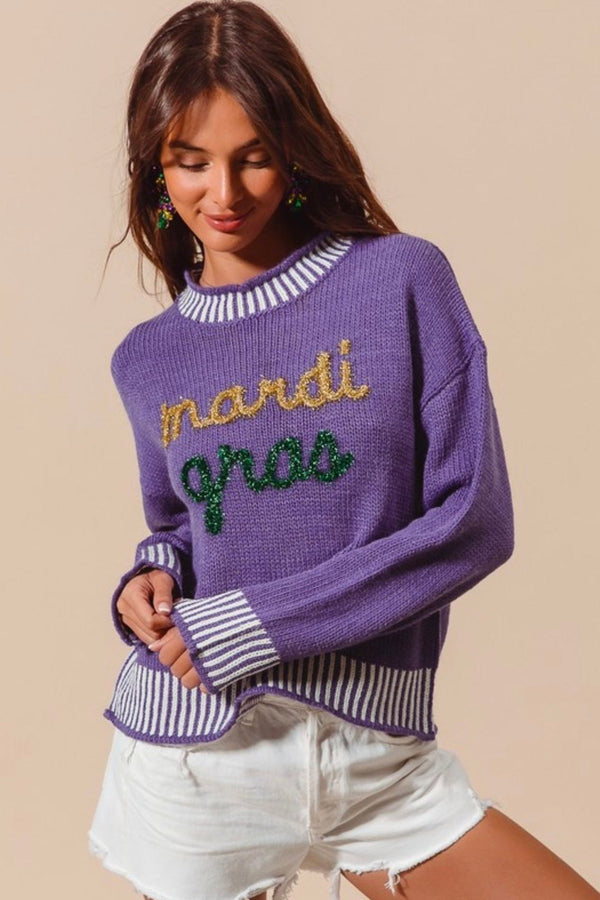 Mardi Gras Tinsel Sweater