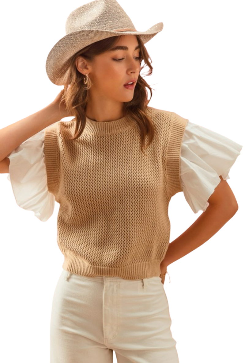 Flare sleeve sweater vest