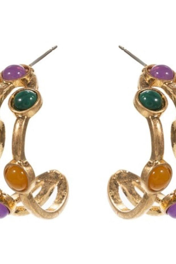 Mardi Gras Vintage Stone Hoops