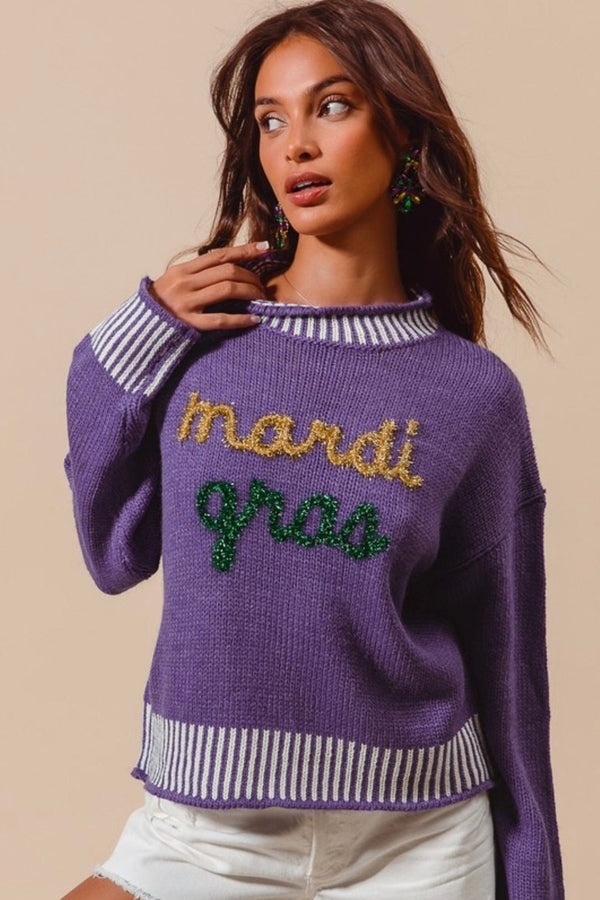 Mardi Gras Tinsel Sweater