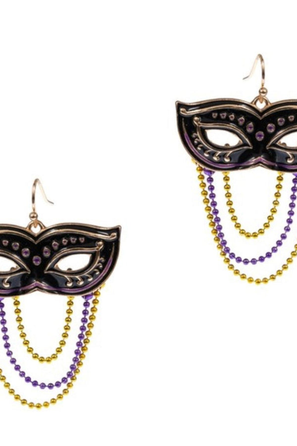 Mardi Gras Mask with chain earrings