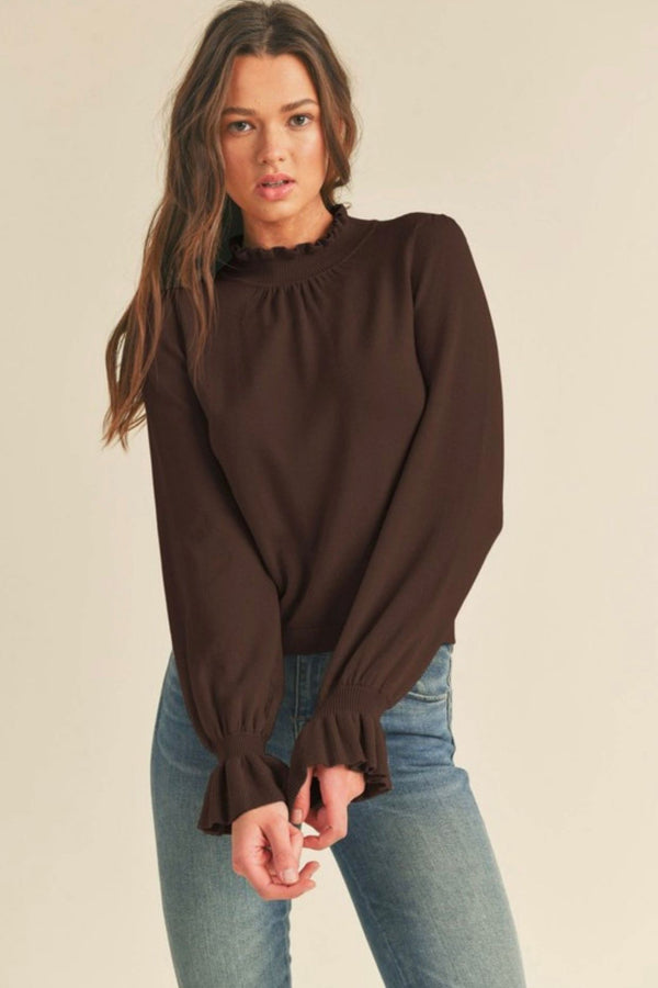 Rana Ruffled Sweater Top