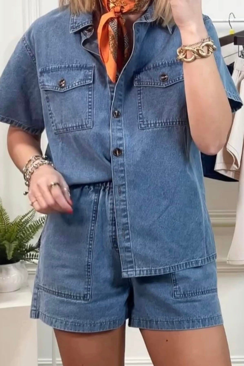 Desi Button Front Denim Top