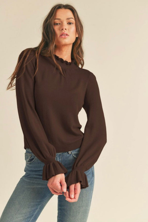 Rana Ruffled Sweater Top