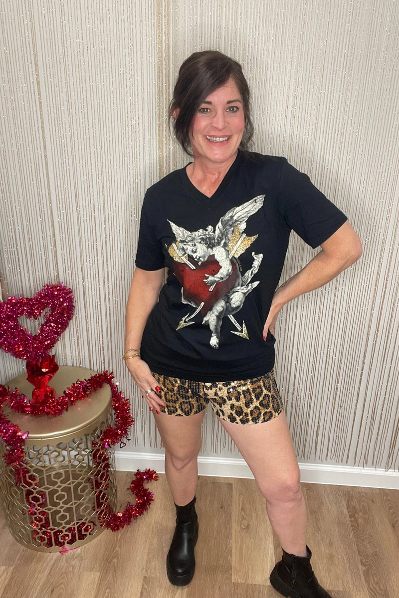 Sequin Leopard Shorts