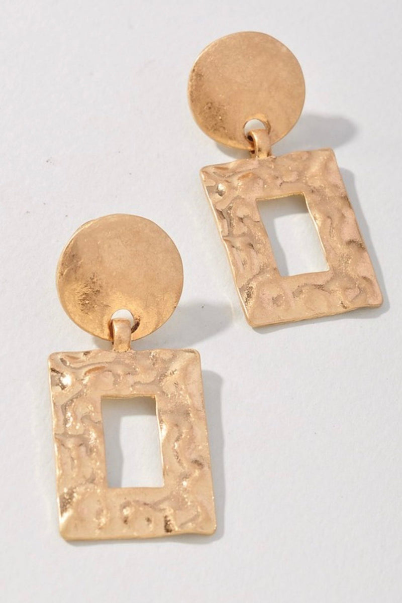 Gold Hammered Dangle Earrings