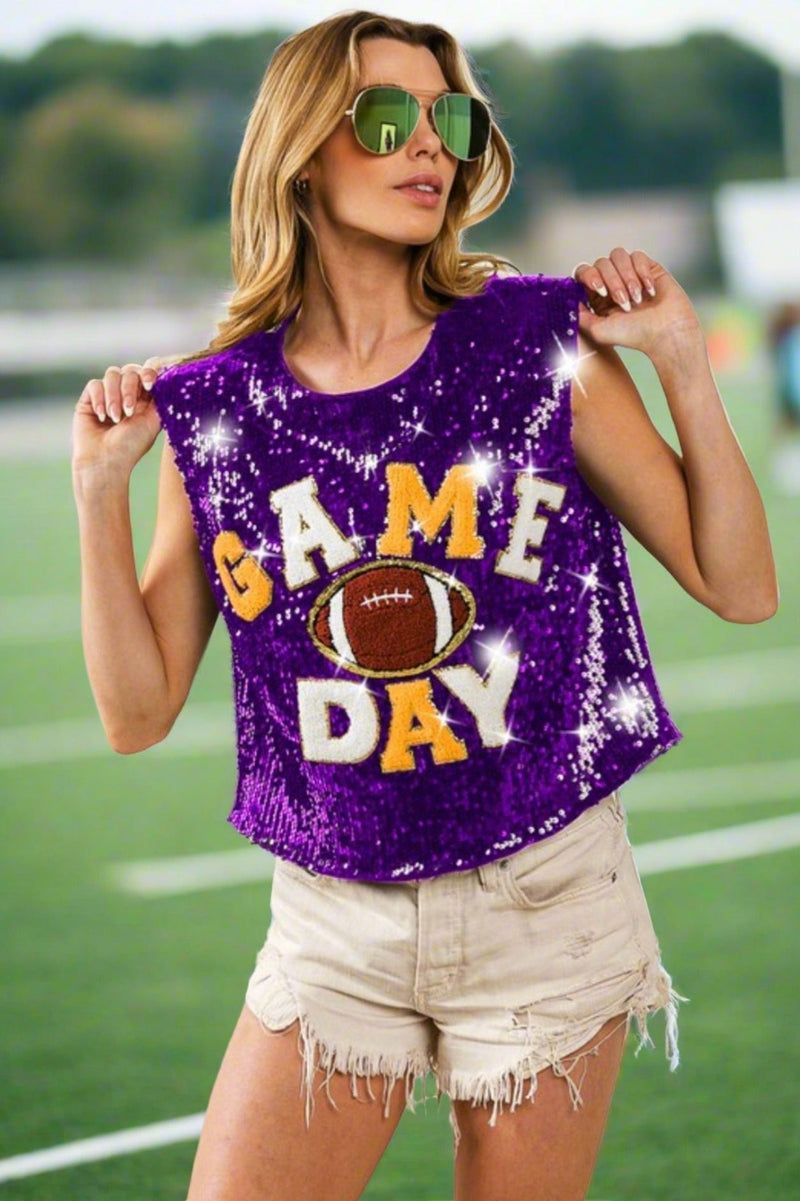 Sleeveless Sequin GameDay Top