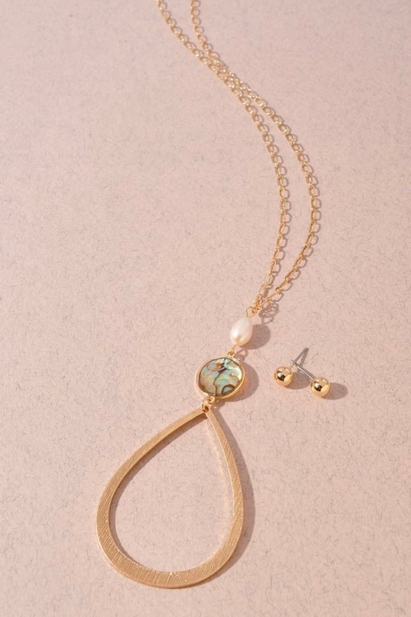 Teardrop Necklace with Pearl Accents