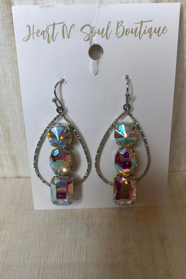 Triple Stone Dangle Earrings