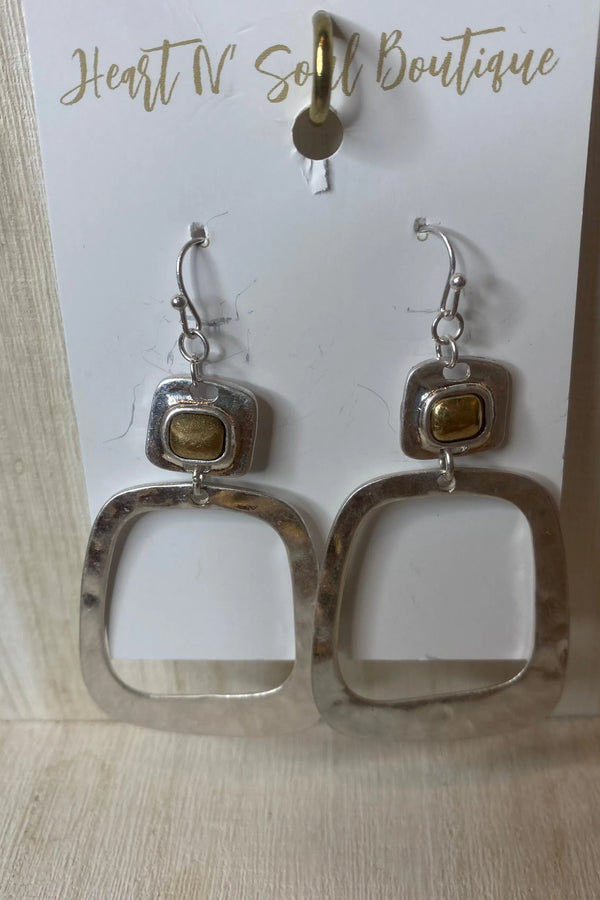 Square Hammered Metal Earrings