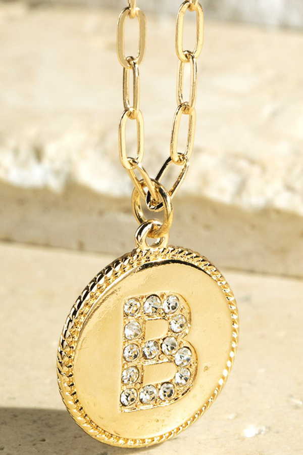 Initial bling pendant necklace