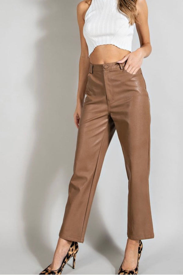 Faux Leather Straight Leg Pant