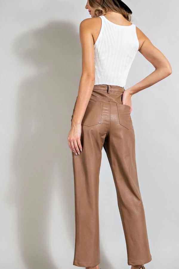 Faux Leather Straight Leg Pant